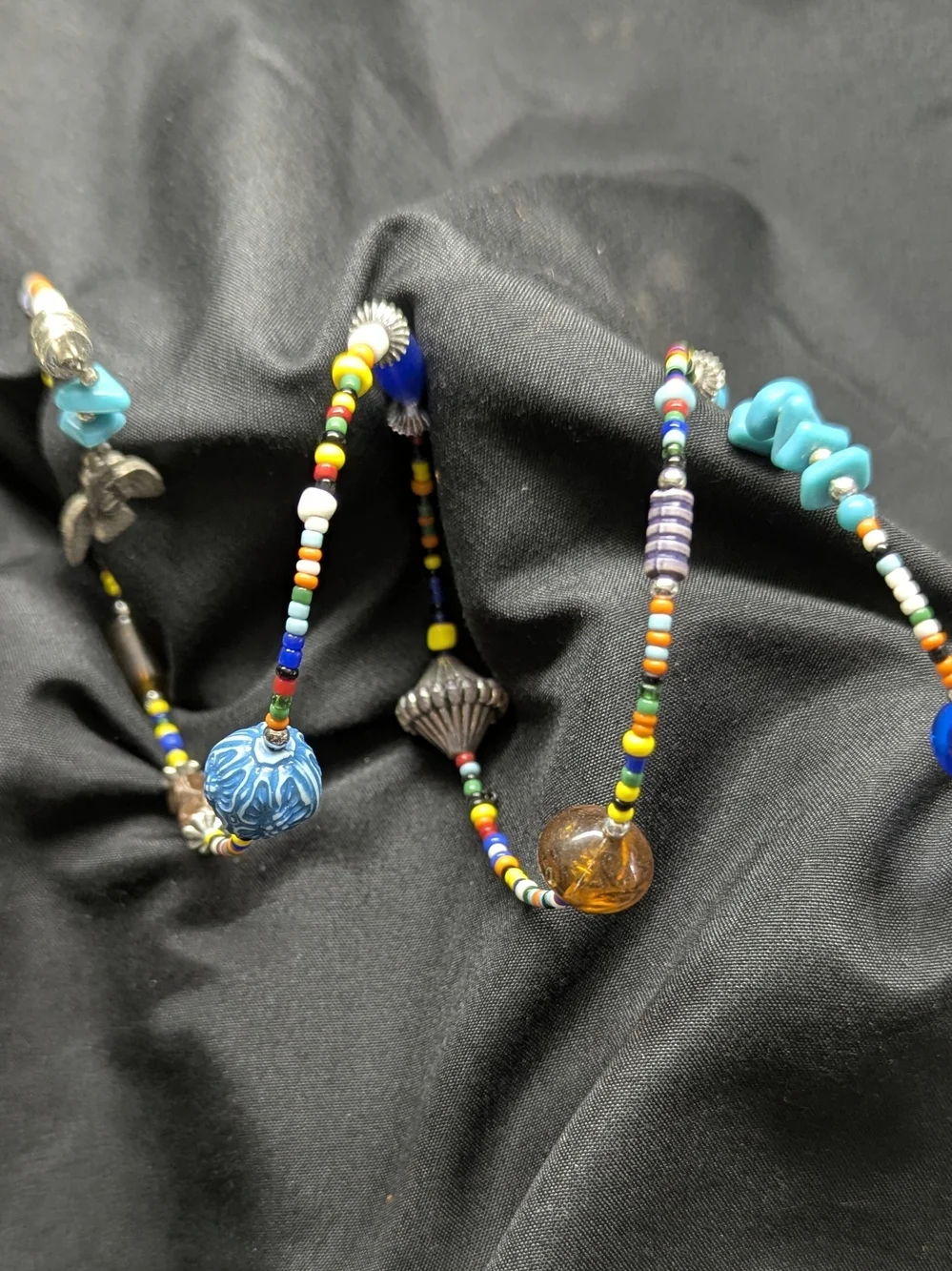 Bohemian Turquoise Multicolor Beaded Wrap Bracelet with Bird Charm